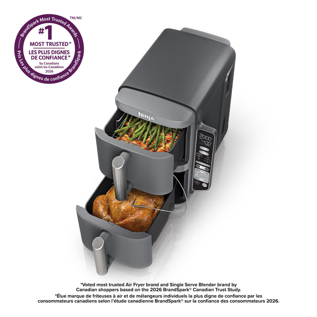 Ninja® DoubleStack™ 2 Basket 10 QT Air Fryer With Smart Thermometer