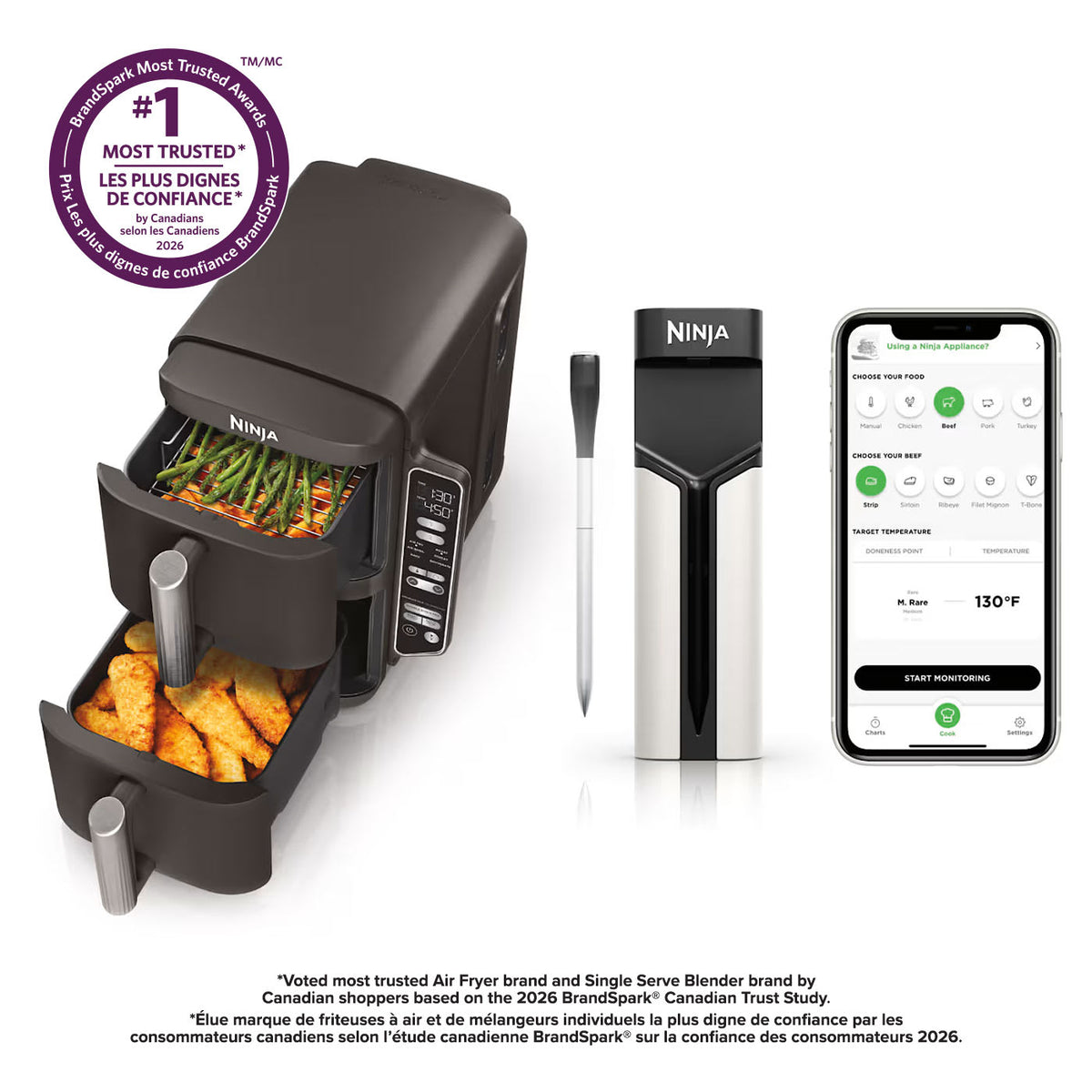 Ninja DoubleStack 2-Basket Air Fryer and Wireless Thermometer Bundle