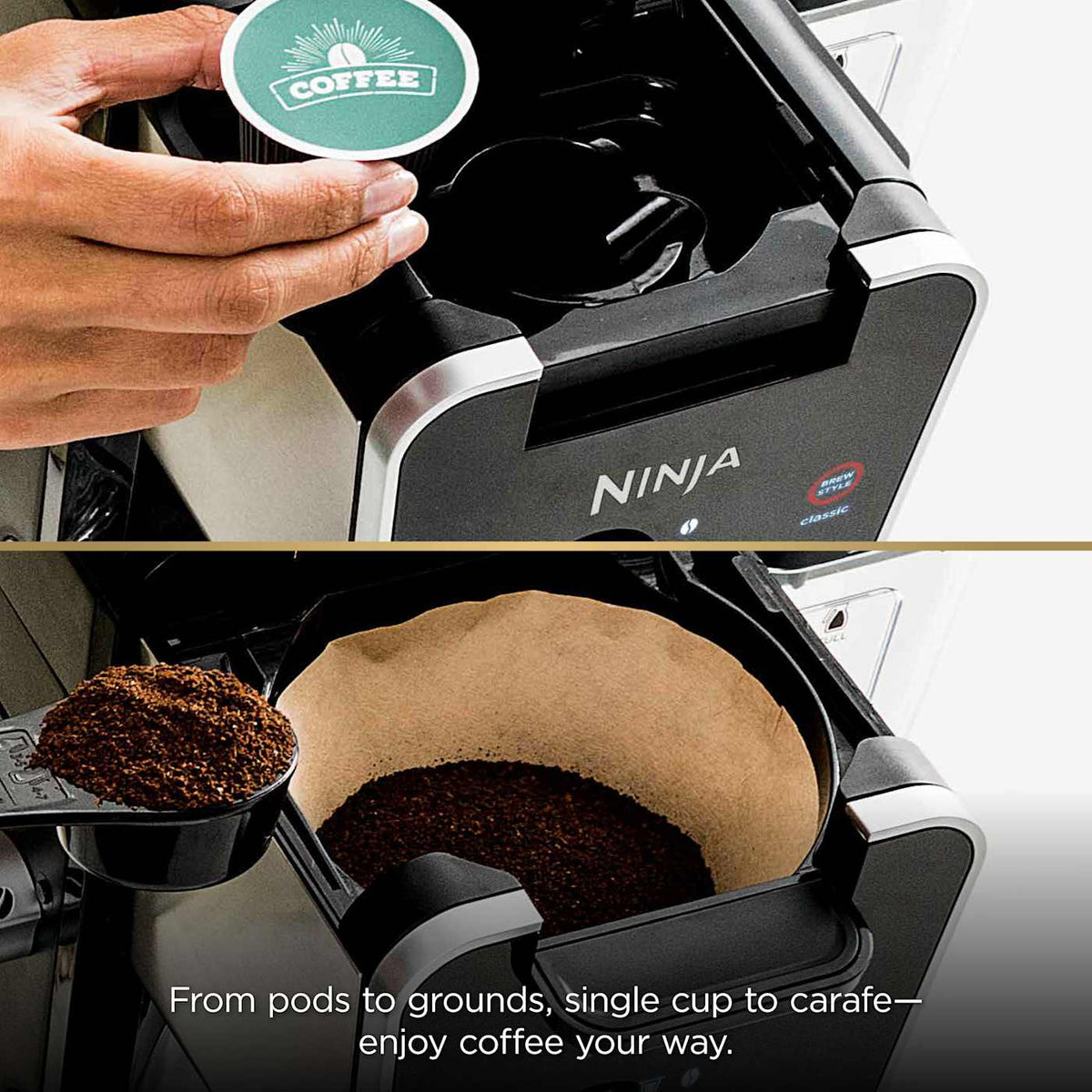 Ninja® DualBrew Pro Specialty Coffee System, Single-Serve, Pod, and 12-Cup Drip Coffee Maker
