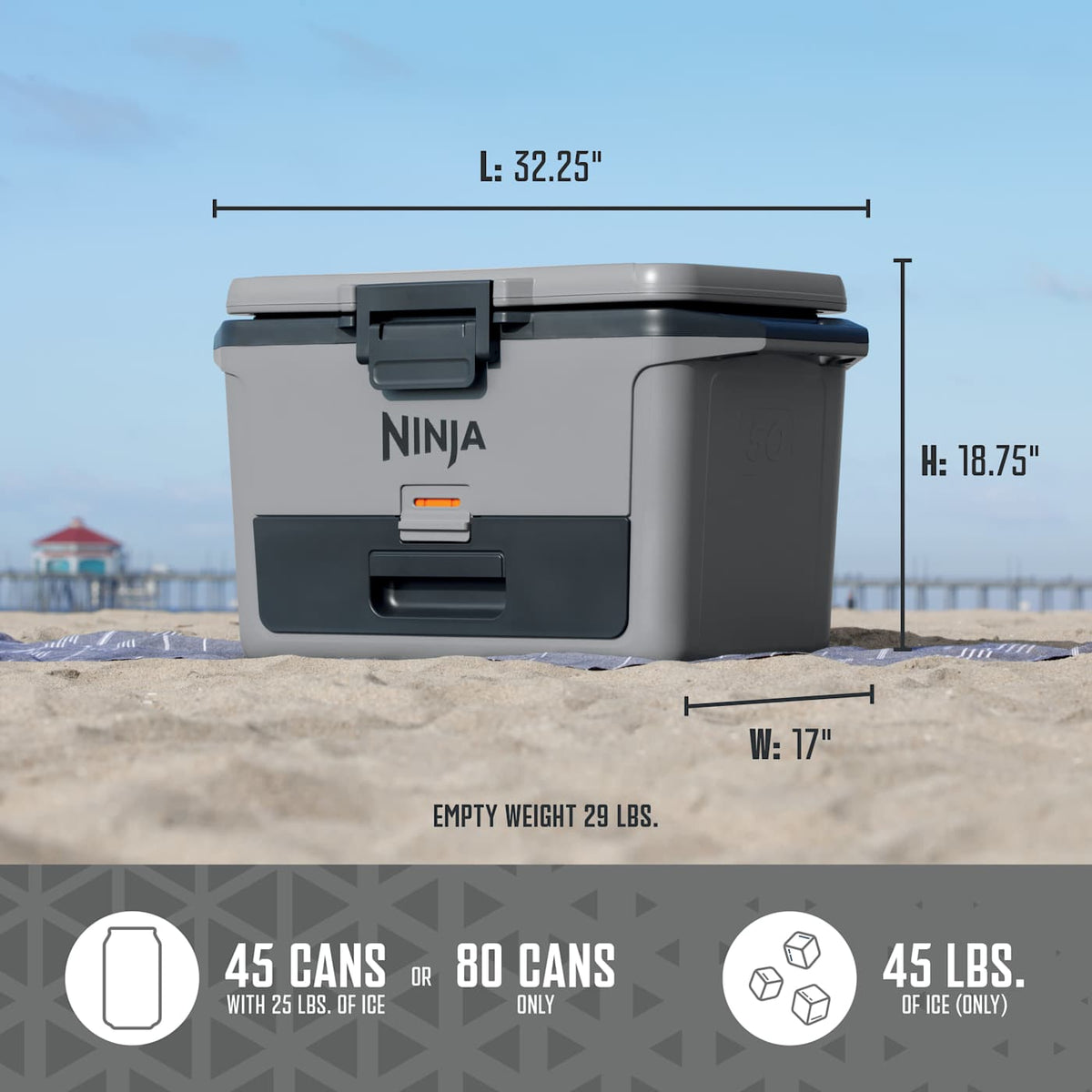 Ninja FrostVault™ 50qt Hard Cooler with Dry Zone, Lakeshore Blue