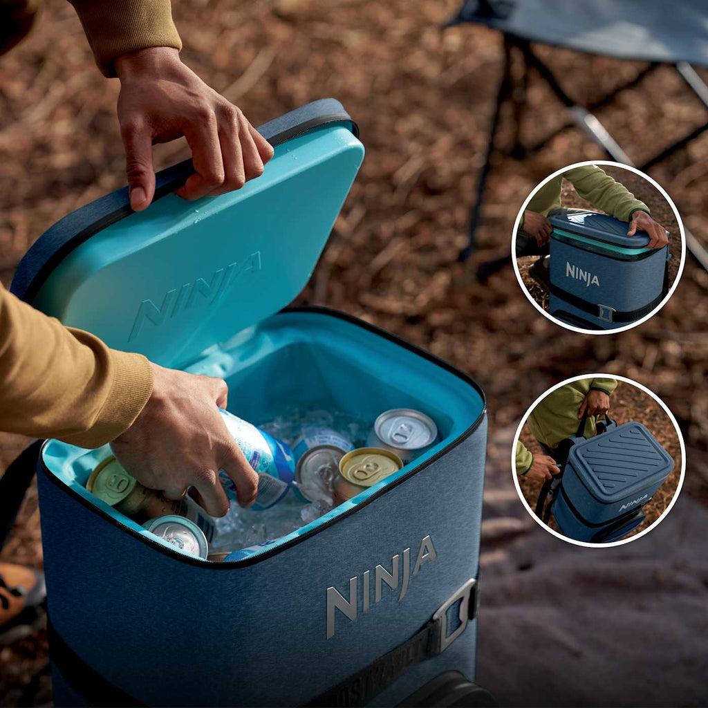 Ninja Outdoor FrostVault™ Go 24-Can Backpack Soft Cooler with Cold Dry Zone, Charcoal Gray