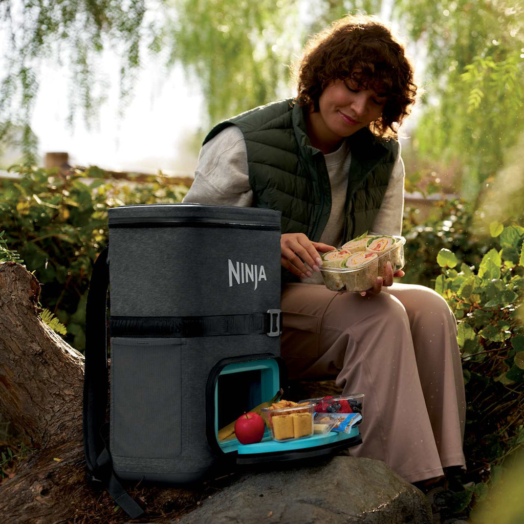 Ninja Outdoor FrostVault™ Go 24-Can Backpack Soft Cooler with Cold Dry Zone, Charcoal Gray