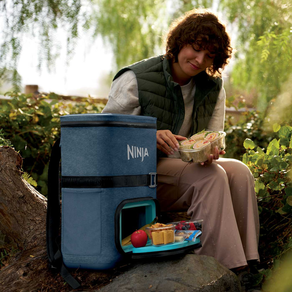 Ninja Outdoor FrostVault™ Go 24-Can Backpack Soft Cooler with Cold Dry Zone, Charcoal Gray