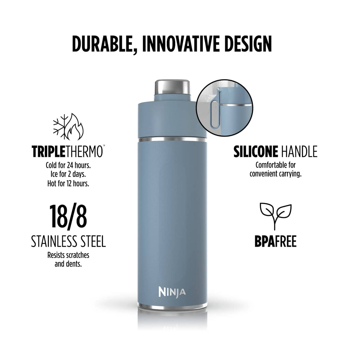 Ninja Thirsti™ 709mL. Travel Bottle, Blue