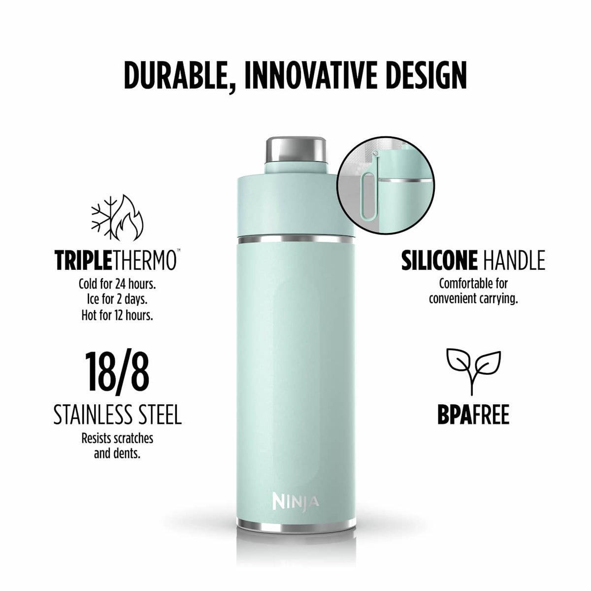 Ninja Thirsti™ 709mL. Travel Bottle, Blue