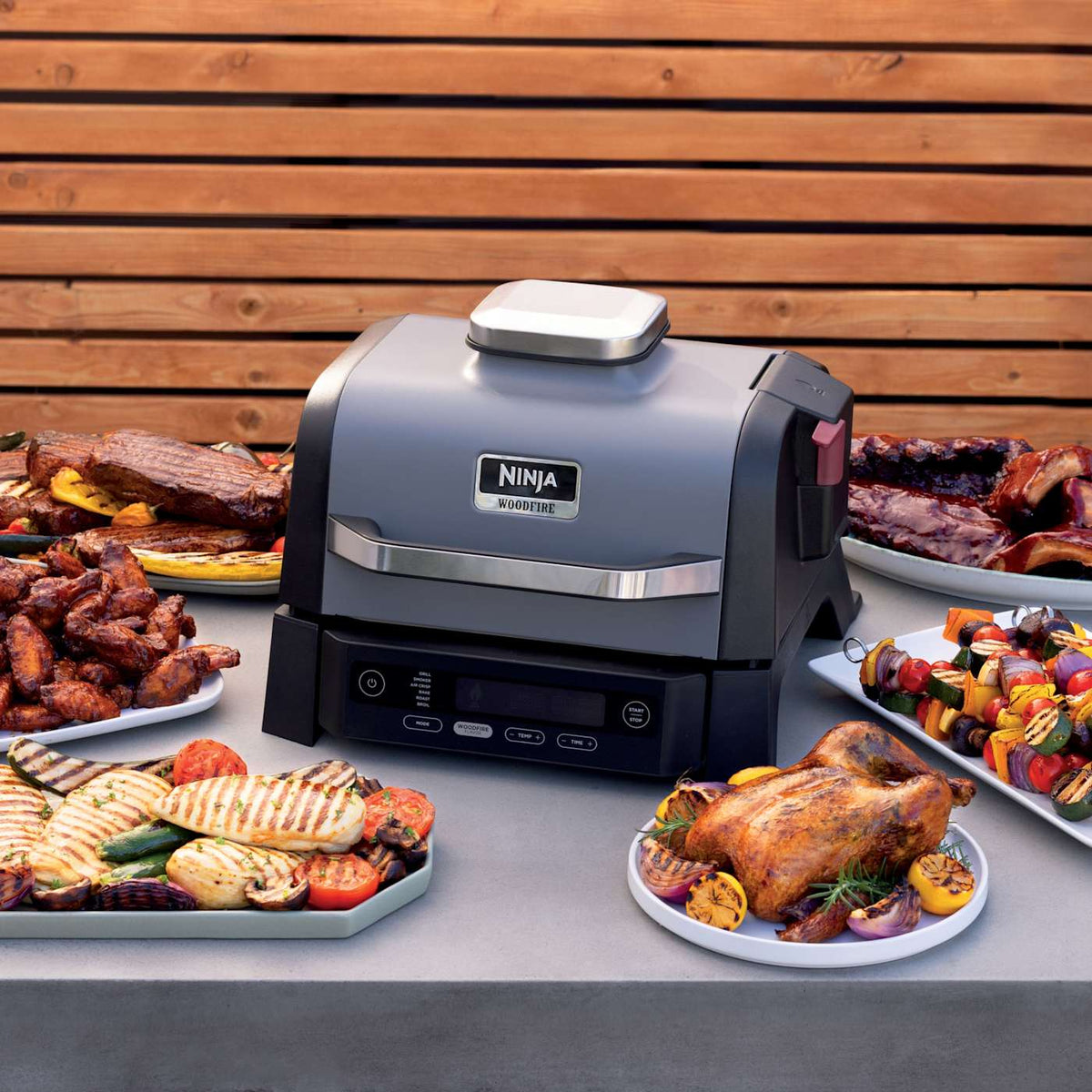 Ninja Woodfire® 6-in-1 Outdoor Grill & Smoker and Wireless Thermometer Bundle