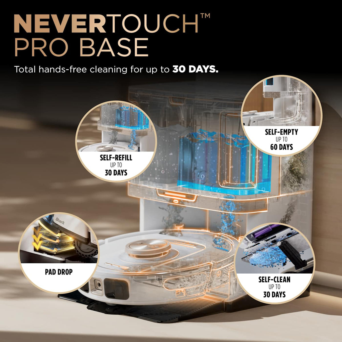 Shark PowerDetect™ 2-in-1 Robot Vacuum and Mop with NeverTouch™ Pro Base