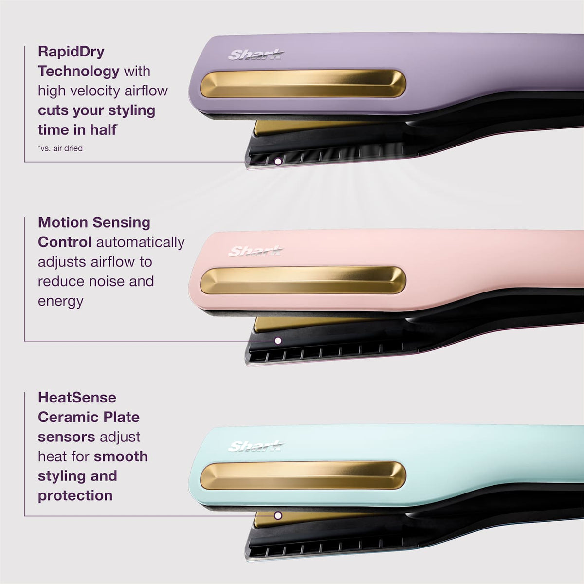 Shark SilkiPro™ Straight Wet to Dry Straightener + Rapid Blow Dryer with Travel Case, Plum Satin