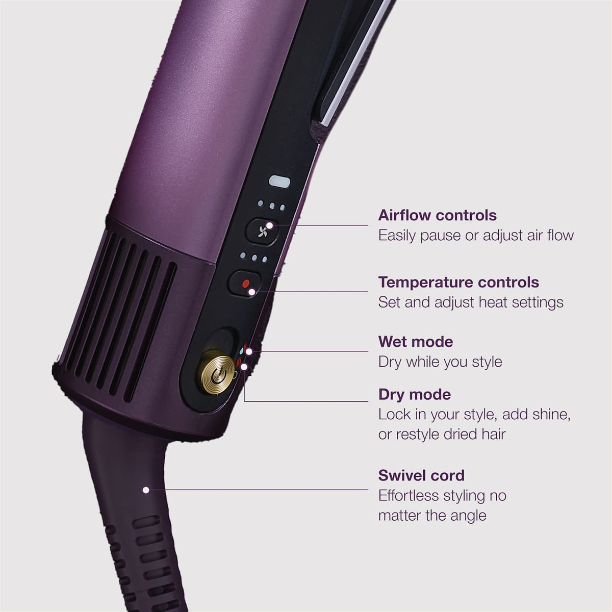Shark SilkiPro™ Straight Wet to Dry Straightener + Rapid Blow Dryer with Travel Case, Plum Satin